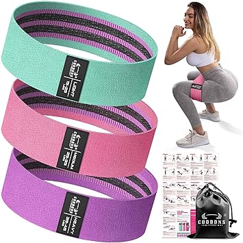 Fabric Resistance Bands for Working Out - Exercise Bands for Women and Men, Booty Bands for Legs and Butt, Yoga, Pilates, Rehab, Fitness and Home Workout