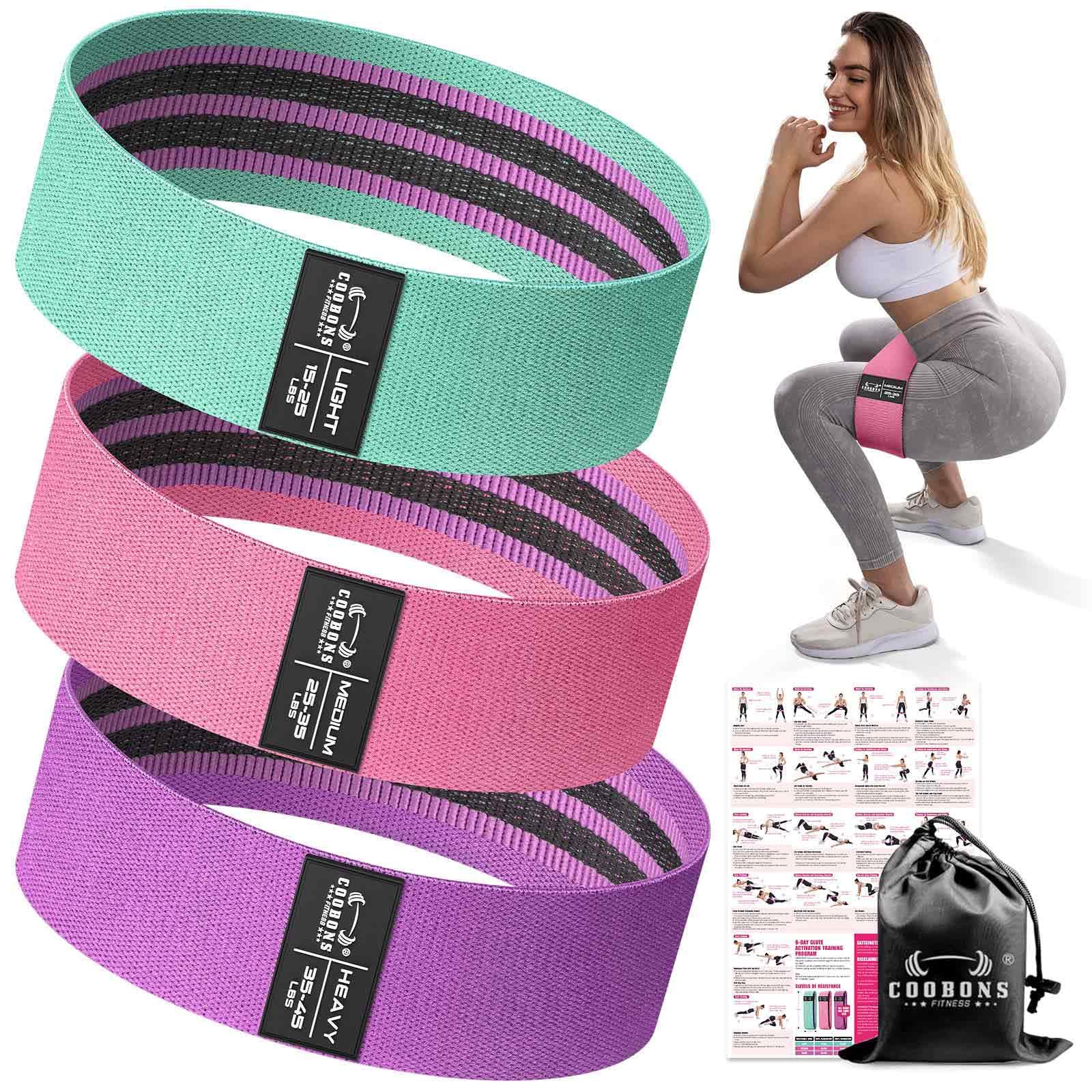 Fabric Resistance Bands for Working Out - Exercise Bands for Women and Men, Booty Bands for Legs and Butt, Yoga, Pilates, Rehab, Fitness and Home Workout