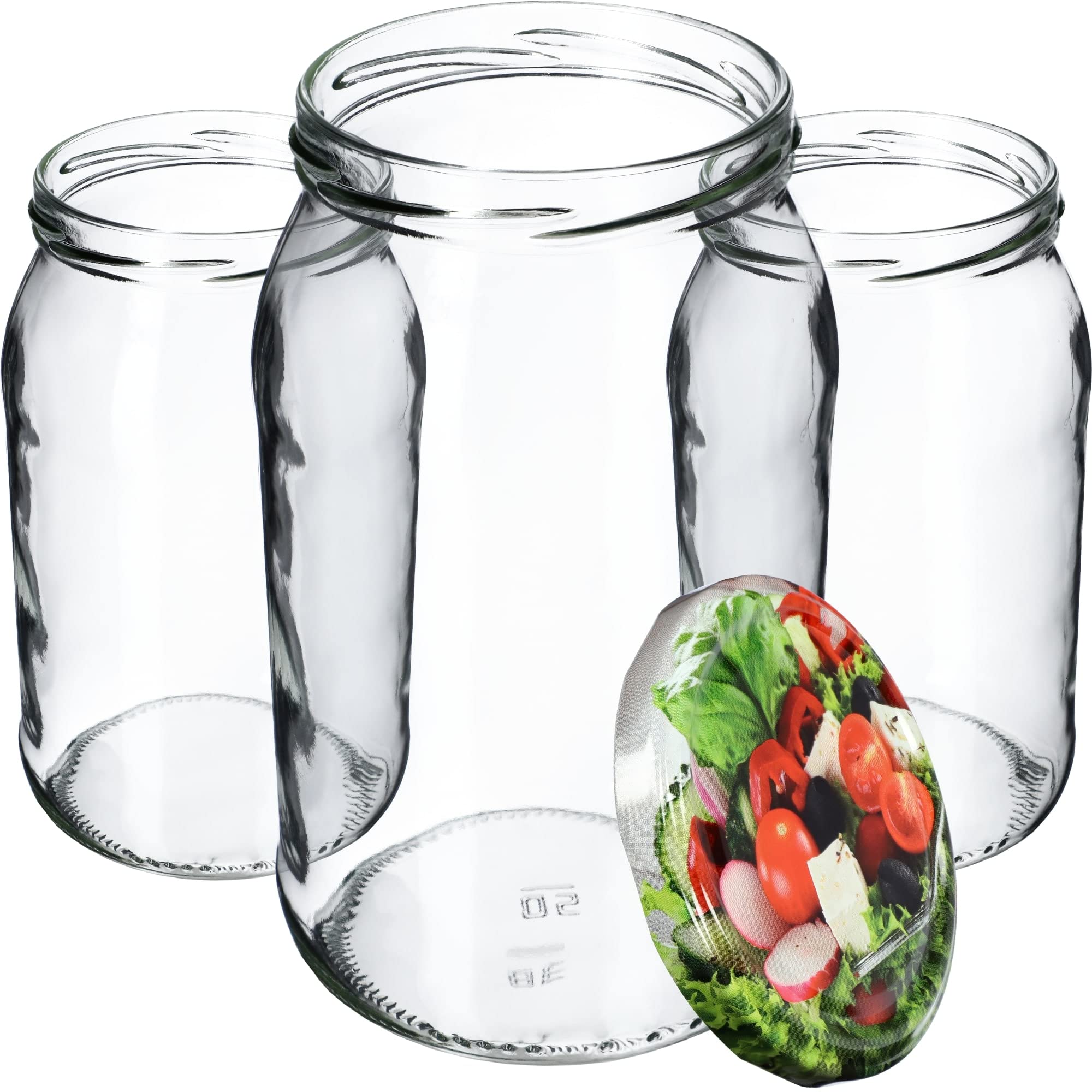 KADAX grandi barattoli in vetro 900ml Ø82 vege – tappo a vite ermetico, per conserve, sottaceti, verdure lacto-fermentate e marmellate fatte in casa