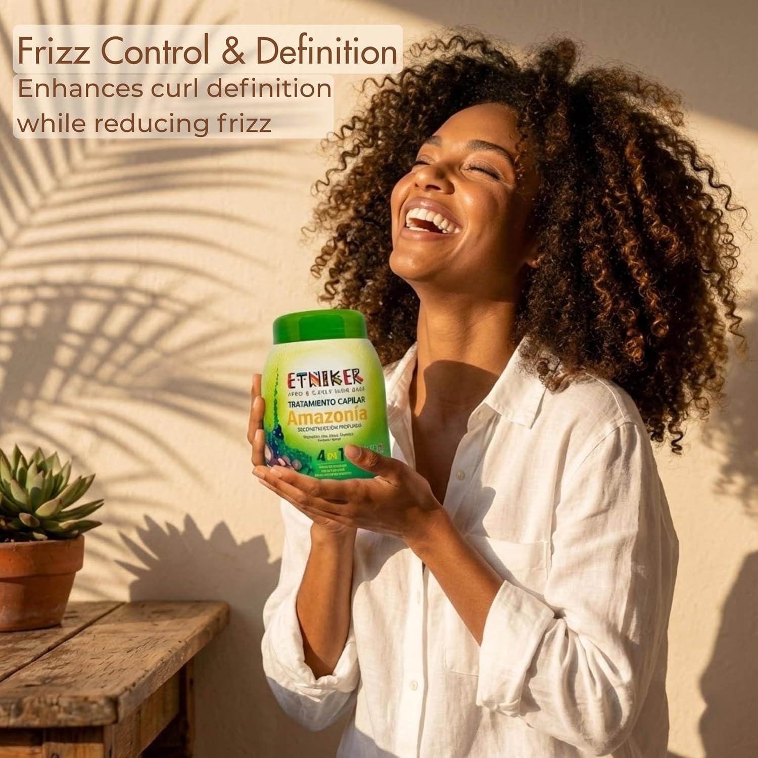 Etniker Amazonia, Curly hair mask, Heat protectant for curly hair, Curl styling cream, Salon grade results 33 Oz