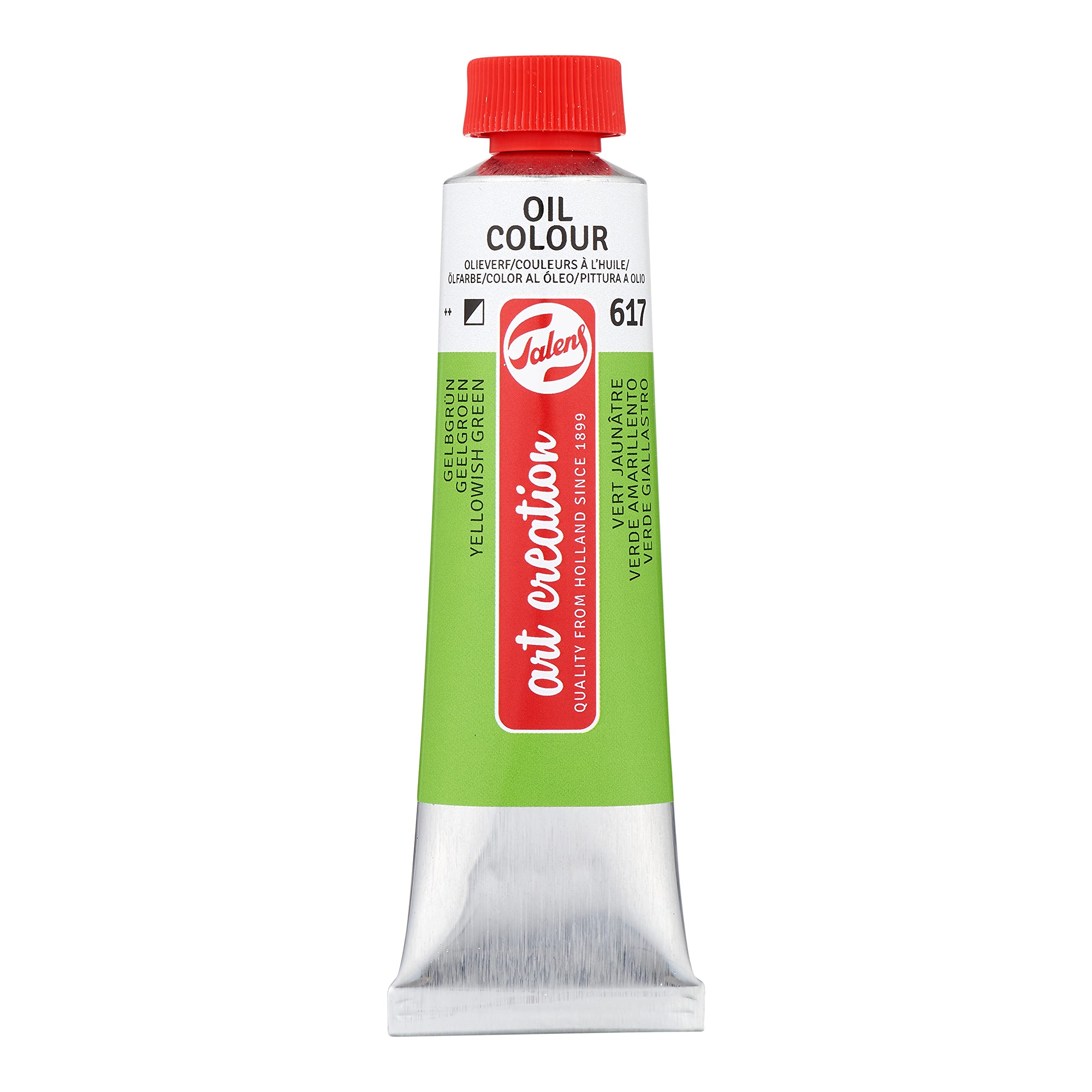 Talens Art Creation Yellowish Green Oil Colour - 617 - Semi-Opaque 40 Ml Tube - High Lightfastness - Ideal For Oil Painting Techniques