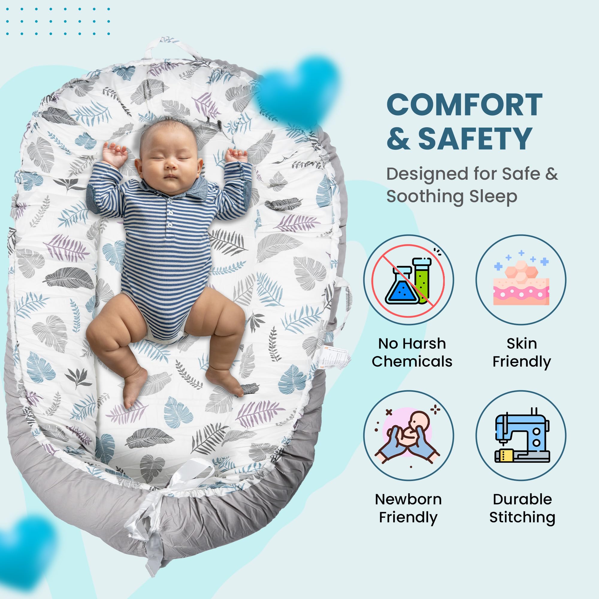 LuxeVogue Portable Baby Support Base for Awake Time, Foldable & Soft, 100% Cotton, Machine Washable - Image 2