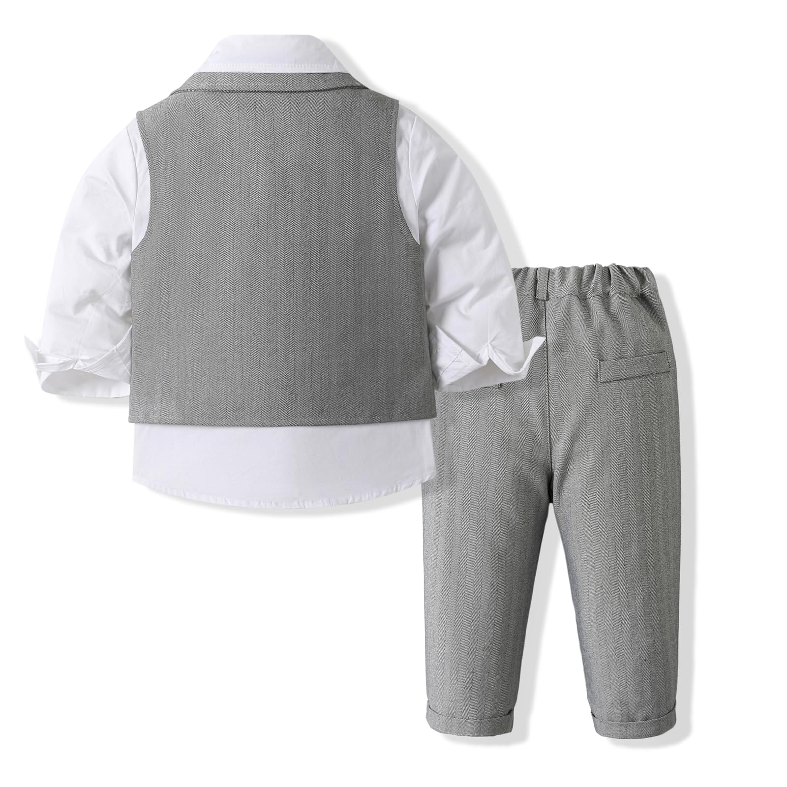 Baby Boy Formal Suit Set Toddler Gentleman Outfit Vest Suits with Bow Tie Dress Shirt Pant Boys Wedding Outfits