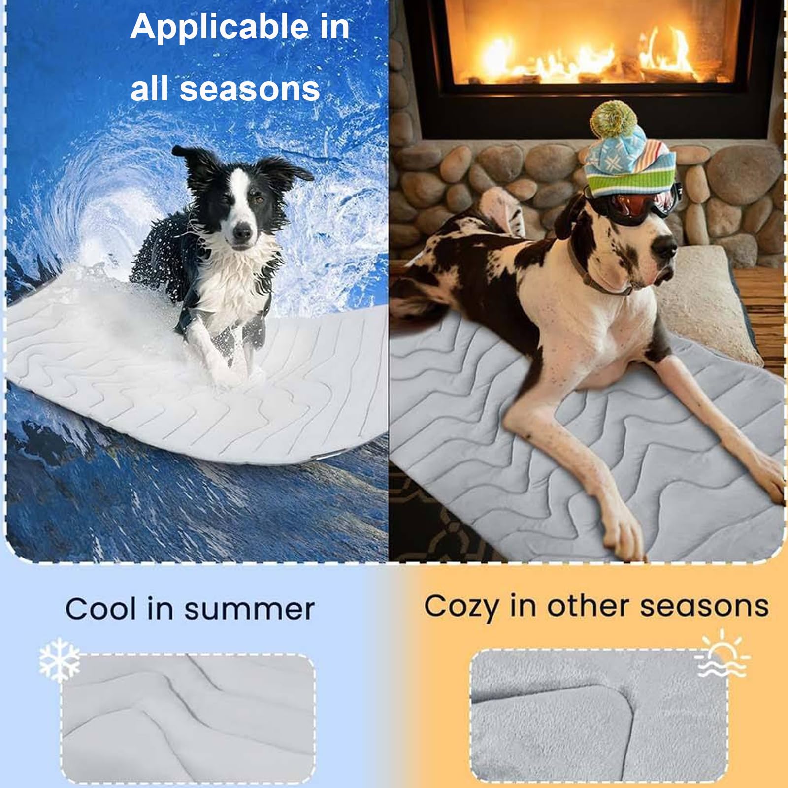 Auto‑Rinfrescante Pet Cooling Mat per Cani Gatti,Tappetino Refrigerante Innovativo,Tappetino Reversibile Lavabile,Senza Ghiaccio né Elettricità,Arc‑Chill Tecnologia, Antiscivolo (Grigio, 150×102cm)