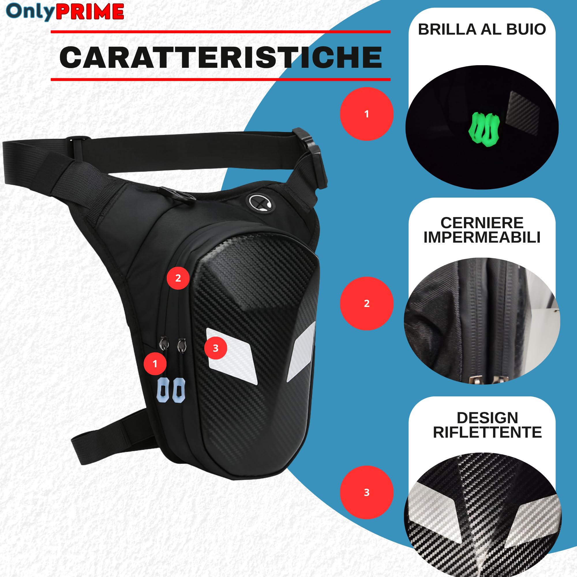 Marsupio da Gamba Tattico Impermeabile per Moto Uomo – Borsello Gamba Resistente con Copertina Rigida