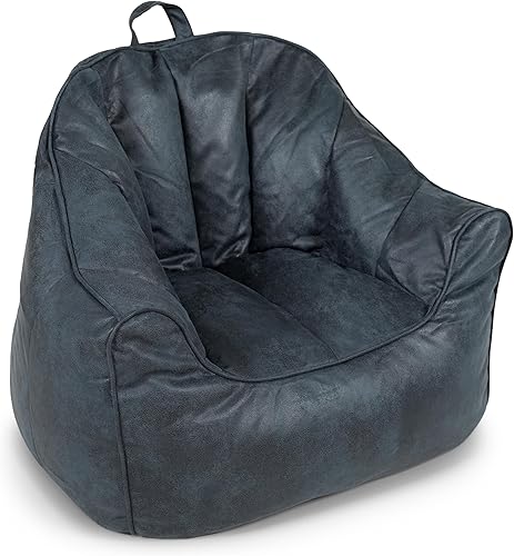 Miniatura 178 de Big Joe Roma - Puf para niños, sherpa de avena y rosa del desierto, gamuza vegana, 2 pies, ligero, recargable, asiento para niños Avena/Rosa del