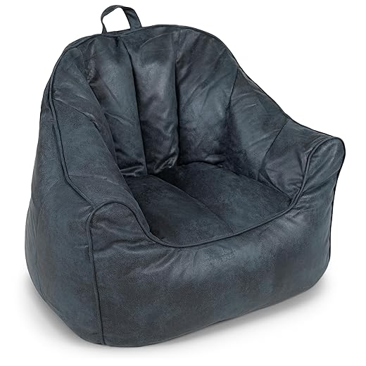 Big Joe Dorm Bean Bag Chair with Drink Holder and Pocket, Two Tone Blue Smartmax, Durable Polyester Nylon Blend, 3 feet