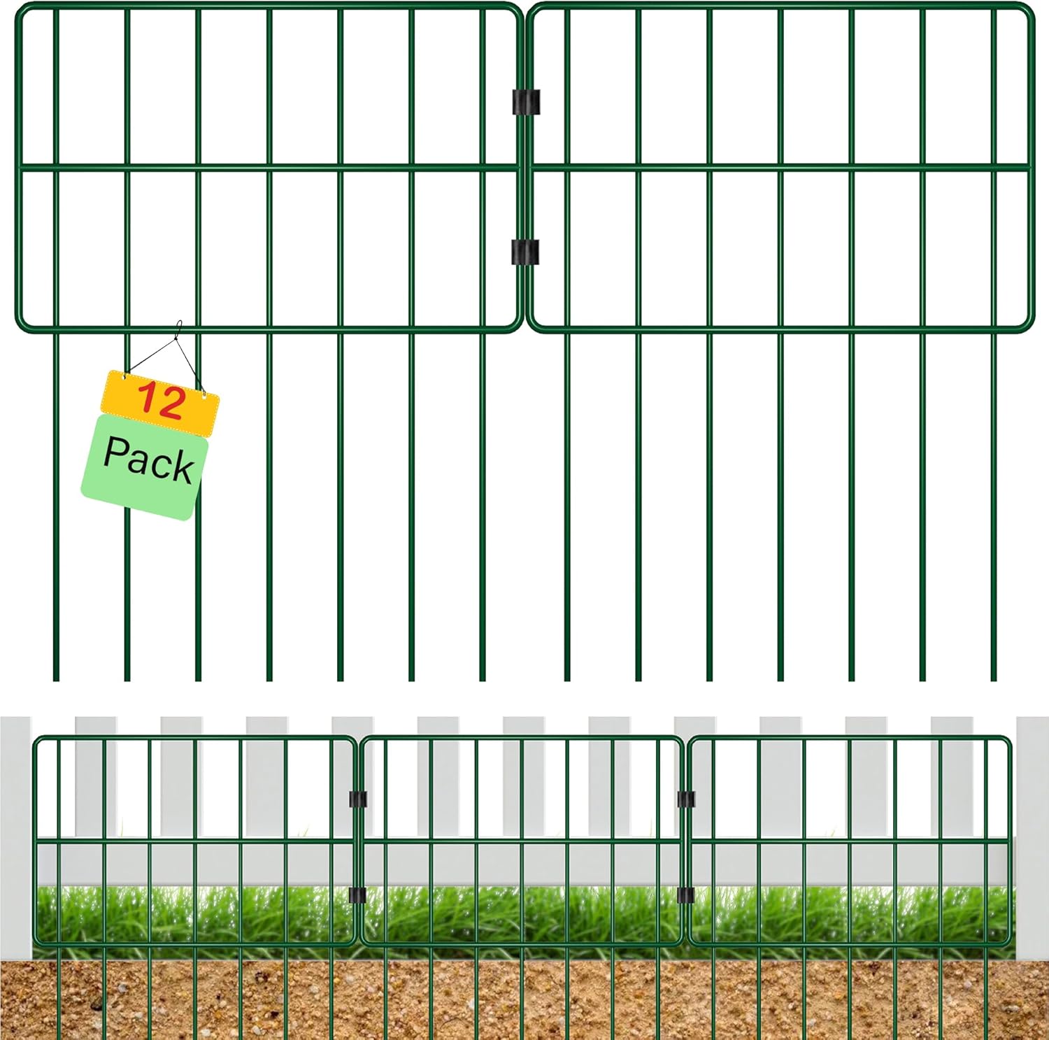 12 Pack Animal Fence Barrier, No Dig Fence Barrier, Fence