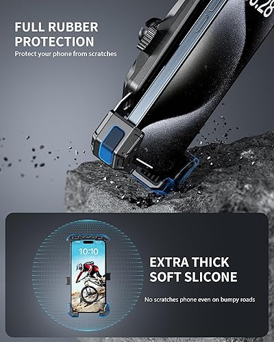 Miniatura 3 de Kewig Soporte de teléfono para motocicleta con amortiguador de vibraciones y bloqueo de seguridad, manillar antirrobo, soporte de teléfono celular