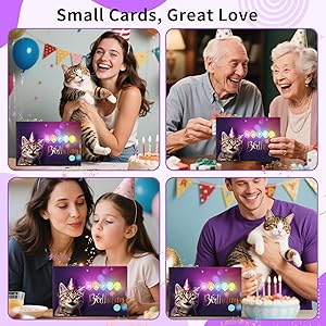 APOTODITO Birthday Cards, Cat Birthday Card with Lights and Music, Funny Gifts for Women Men Cat Lovers Mom or Dad