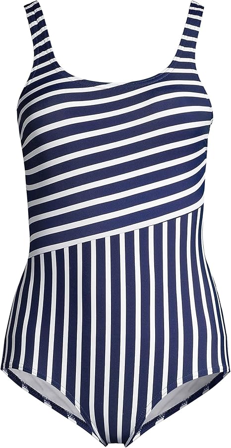Lands' End Women's Plus Size DD-Cup Chlorine Resistant Scoop Neck Soft Cup Tugless Sporty One Piece Swimsuit