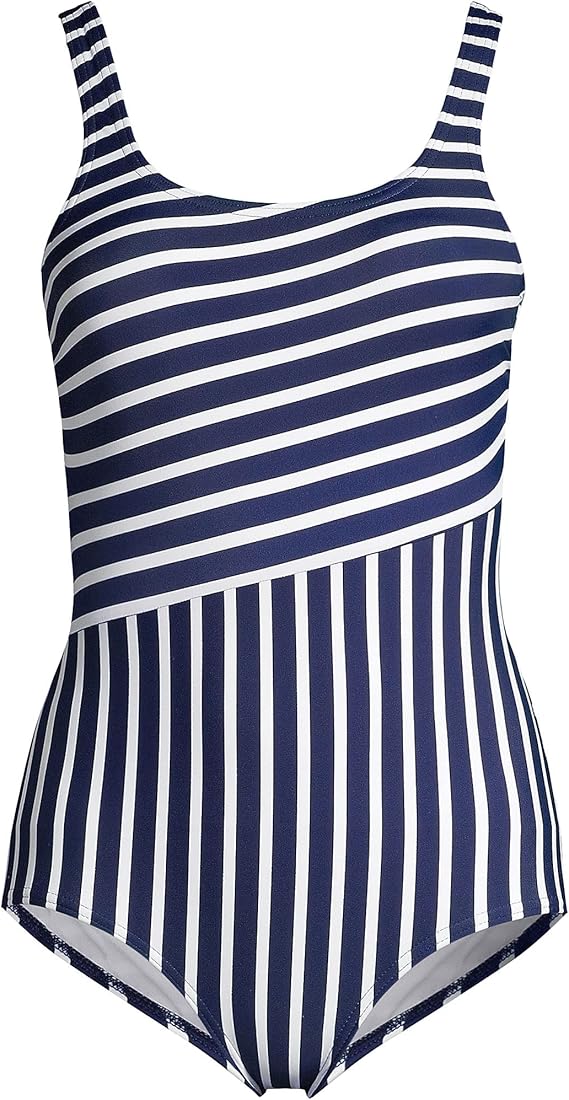 Lands' End Women's Plus Size DD-Cup Chlorine Resistant Scoop Neck Soft Cup Tugless Sporty One Piece Swimsuit