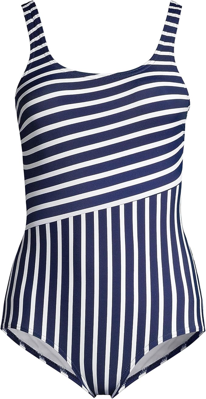 Lands' End Women's Plus Size DD-Cup Chlorine Resistant Scoop Neck Soft Cup Tugless Sporty One Piece Swimsuit
