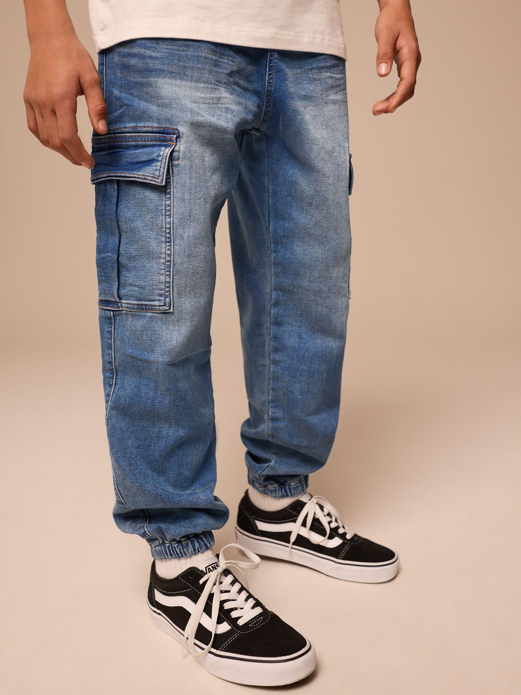 NEXT Ragazzo Jeans Cargo con Elastico in Vita