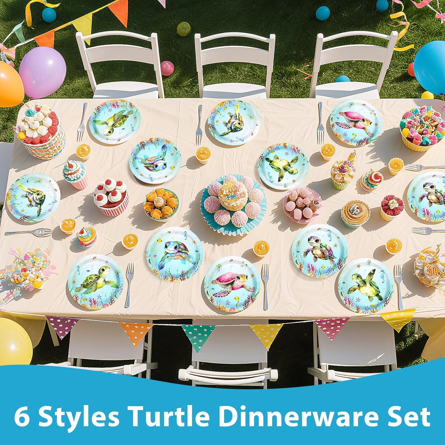 60 PCS Sea Turtle Party Decorations 9" Heavy Duty Under The Sea Paper plates Disposable Ocean Turtle Theme Party Decorations for Ocean Animal Themed Kids Birthday Baby Shower Supplies