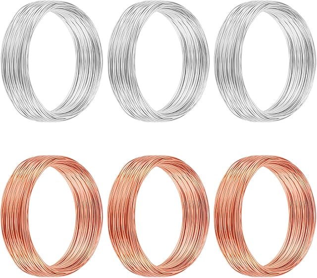 6 Rolls18 Gauge Aluminum Craft Wire, 60m 1mm Jewellery Metal Wire Flexible Bendable Silver Modelling Crafting Wire for DIY Sculpture Jewelry Making Wire Weaving Gardening Wrapping