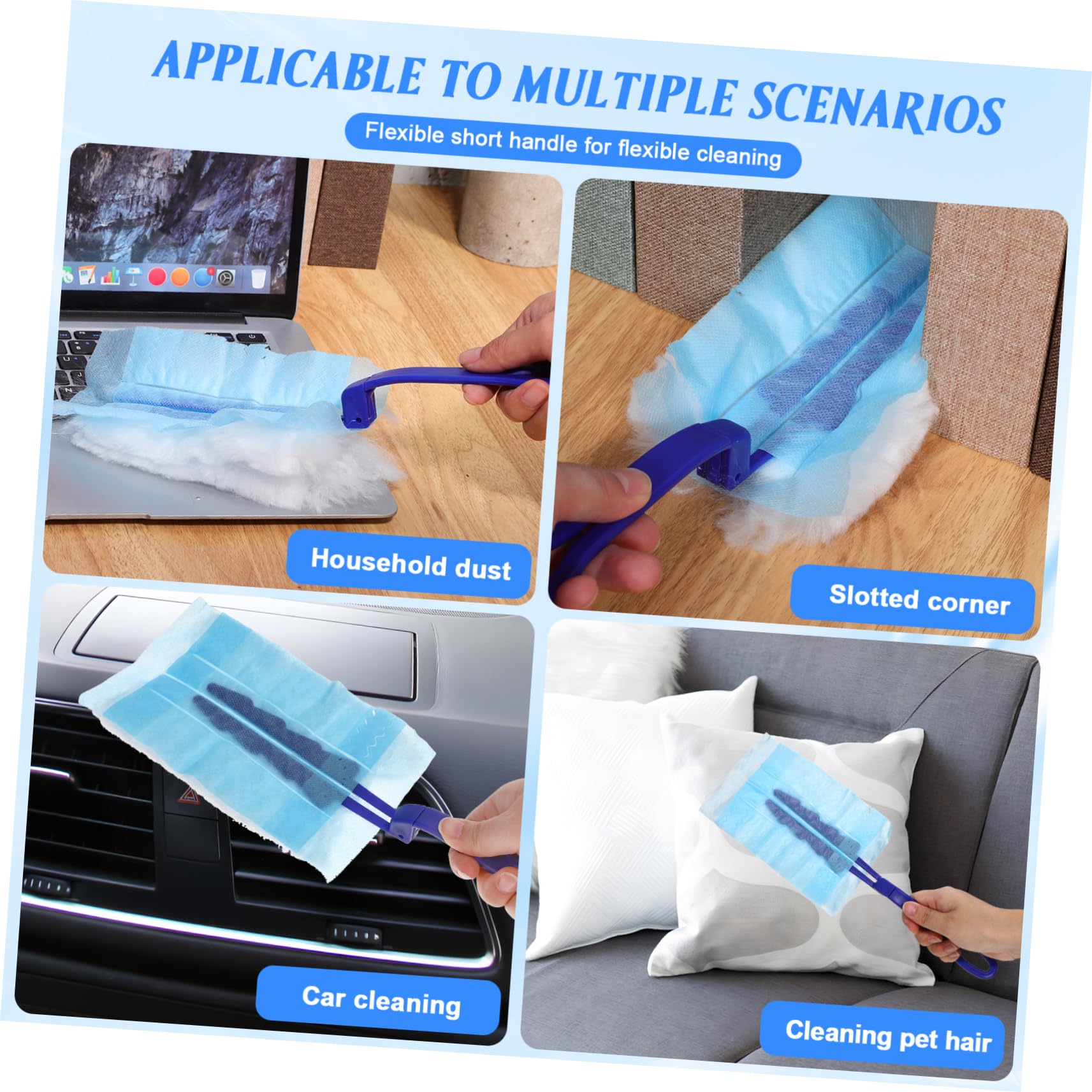 Gatuida 4sets Duster Elettrico Con Ricariche Panno Elettrostatico Per Pulizia Di Mobili Finestre e Auto Design Ergonomico e Manico Resistente Testine Sostituibili Facile Da Usare e