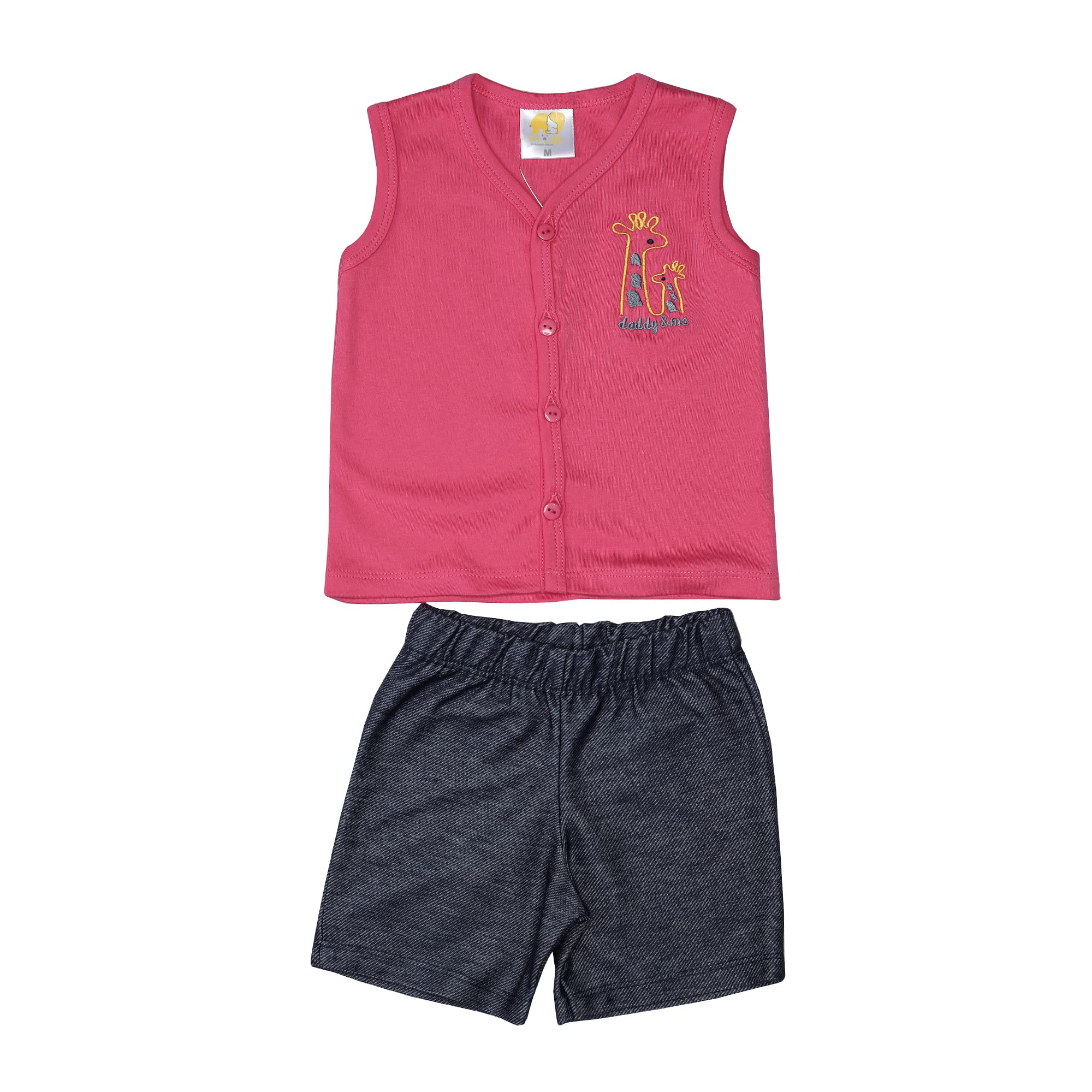 Joy 'n' Me 100% Pure Cotton with Bio-Wash Skin-Friendly Allergy-Free Printed Jose Clothing Set Suitable for New Born Baby Boy, Infants and Toddler, Pink | Size 3-6 Months