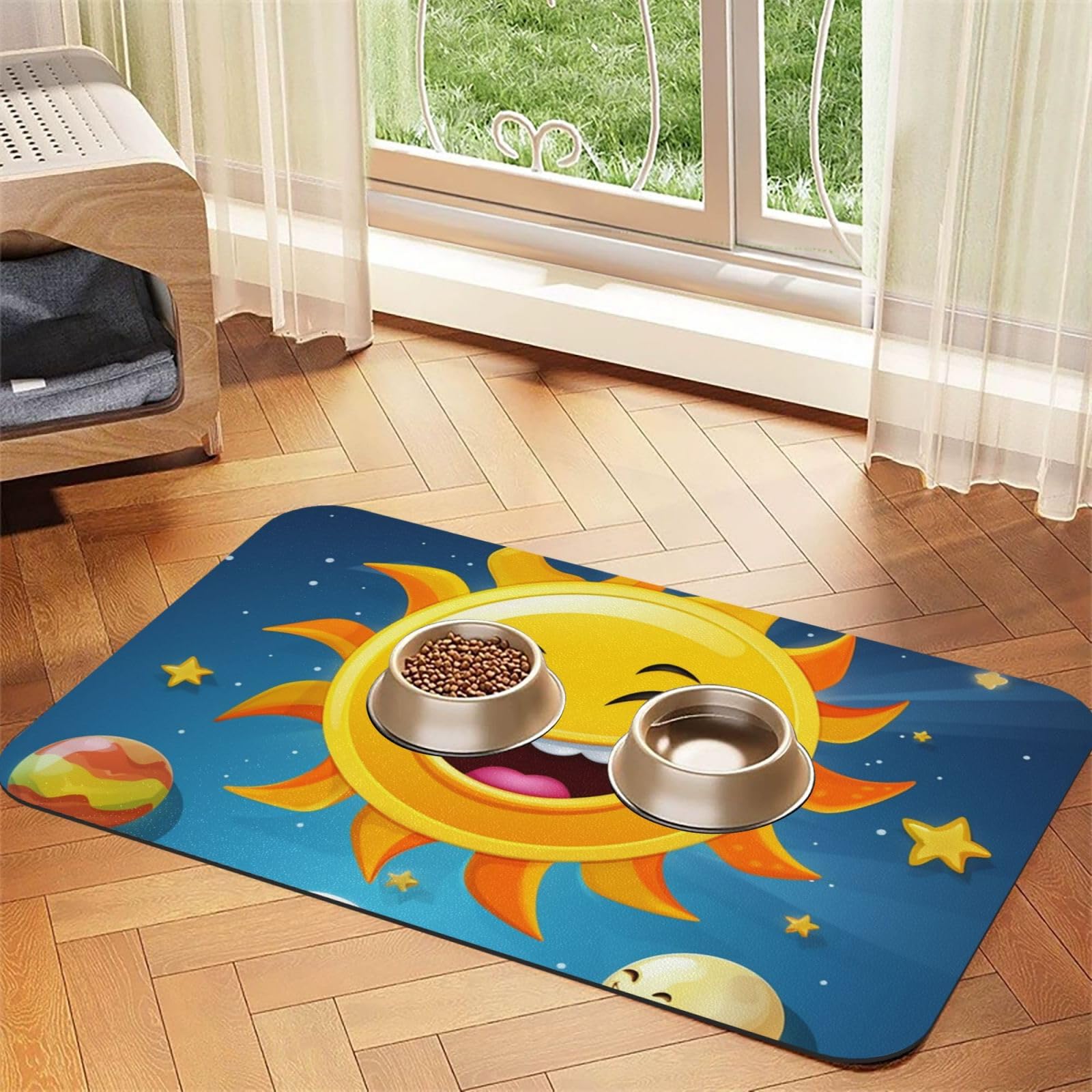 Tapis absorbant pour gamelle contre les fuites d'eau du chat 30 x 45 cm