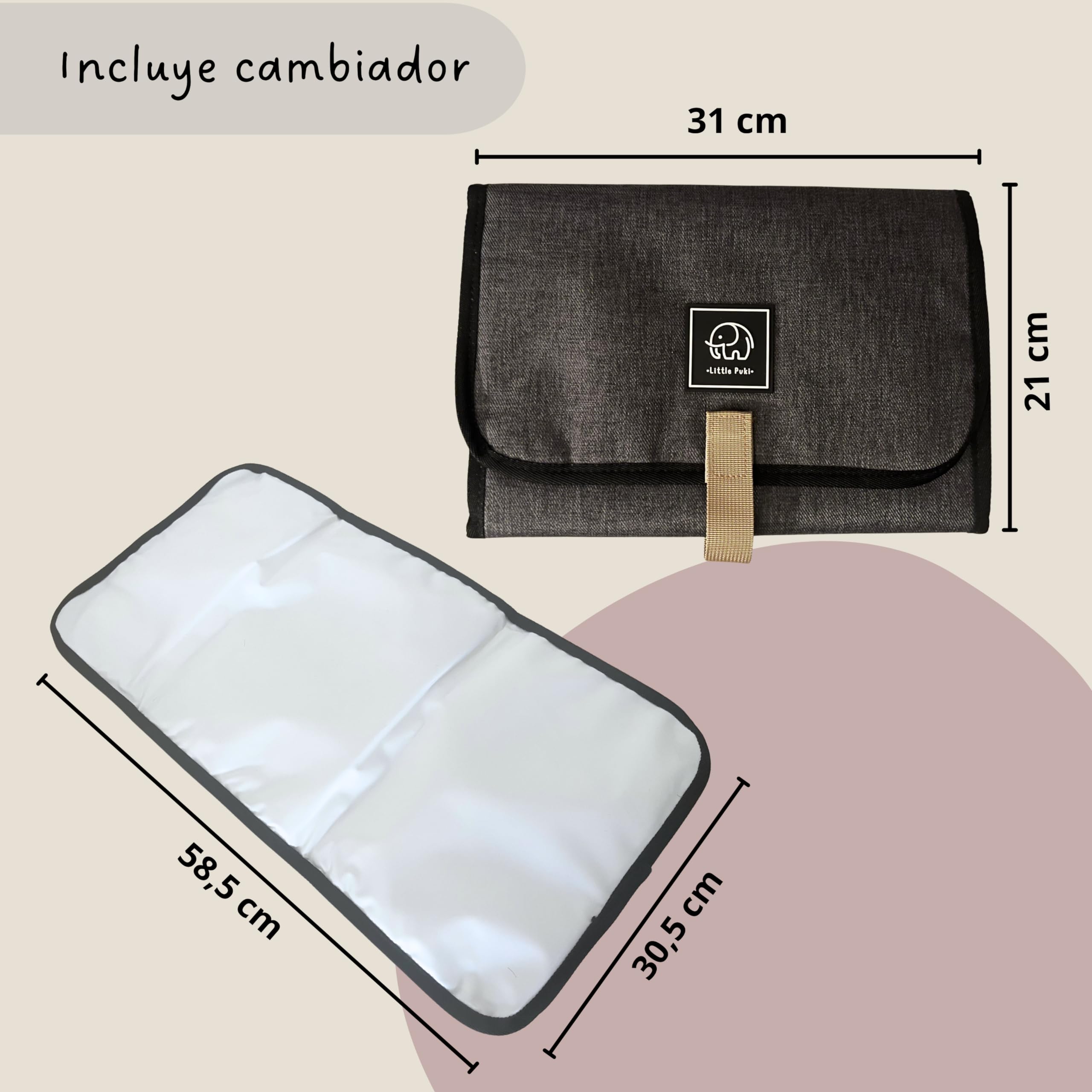 Mochila Pañalera Multifuncional, Bolsa para Pañales Maternidad, Mochila Carrito Bebé unisex, incluye Cambiador Portátil, Correas para cochecito, Dispensador Bolsas Desechables y Portachupete
