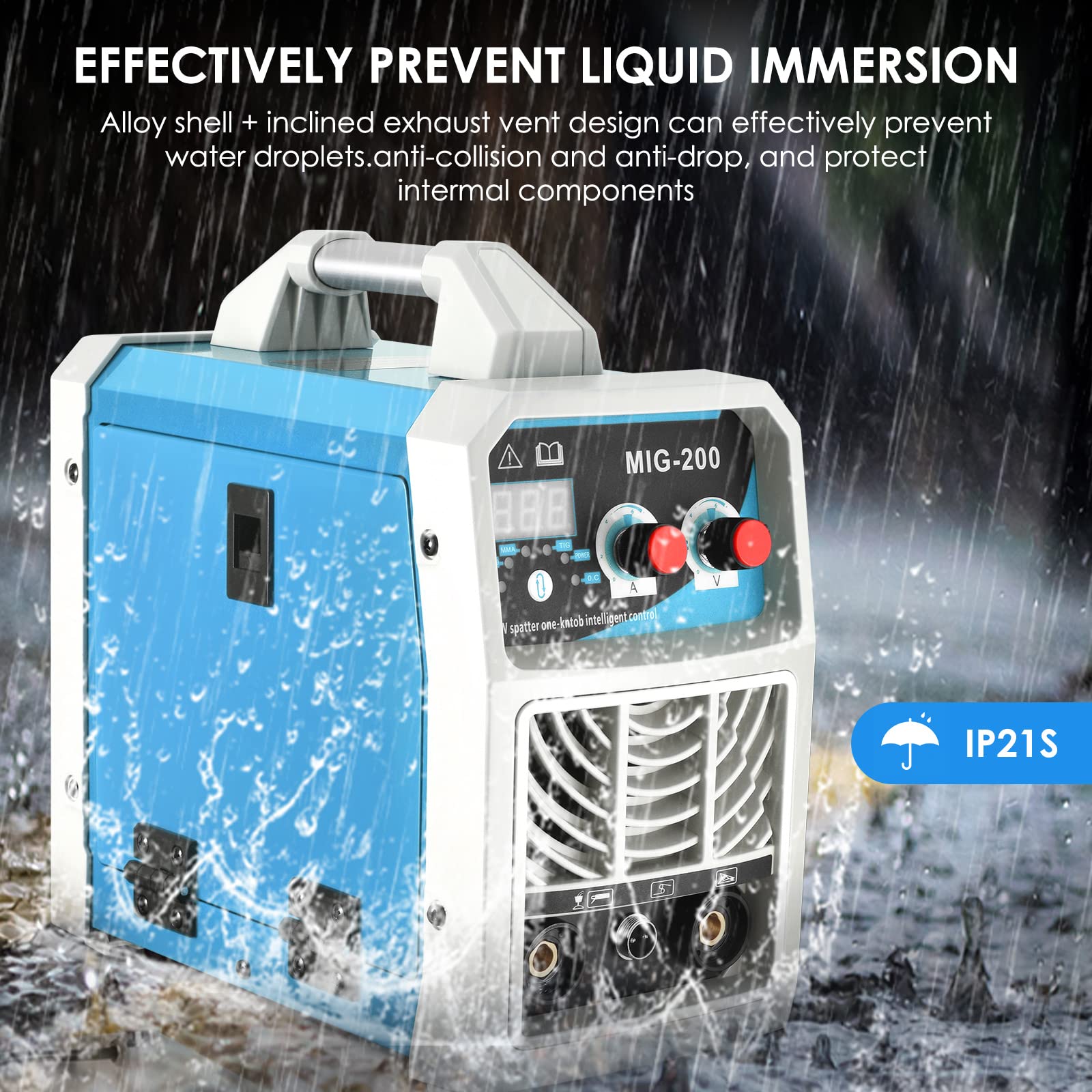 Aomdom Soldadora, Soldadora Inverter Portátil de 200 A y 220 V, Máquina de Soldadura Eléctrica ARC/MIG/TIG 3 en 1 con Pantalla LCD, Kit de Soldadura Inverter IGBT para Automoción, Plomería y Bricolaje