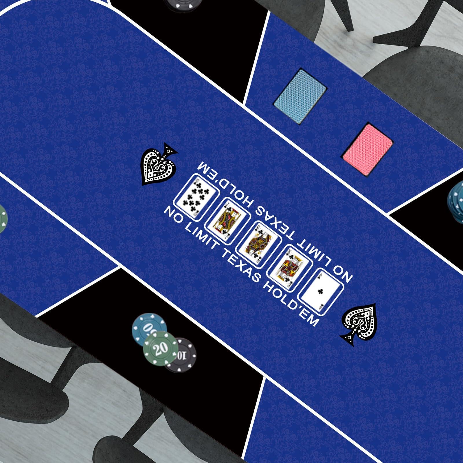 mata do gry w karty, Przenośna gumowa mata na stół do pokera Texas Hold'em dla 10 graczy z torbą przenoszenia(L)