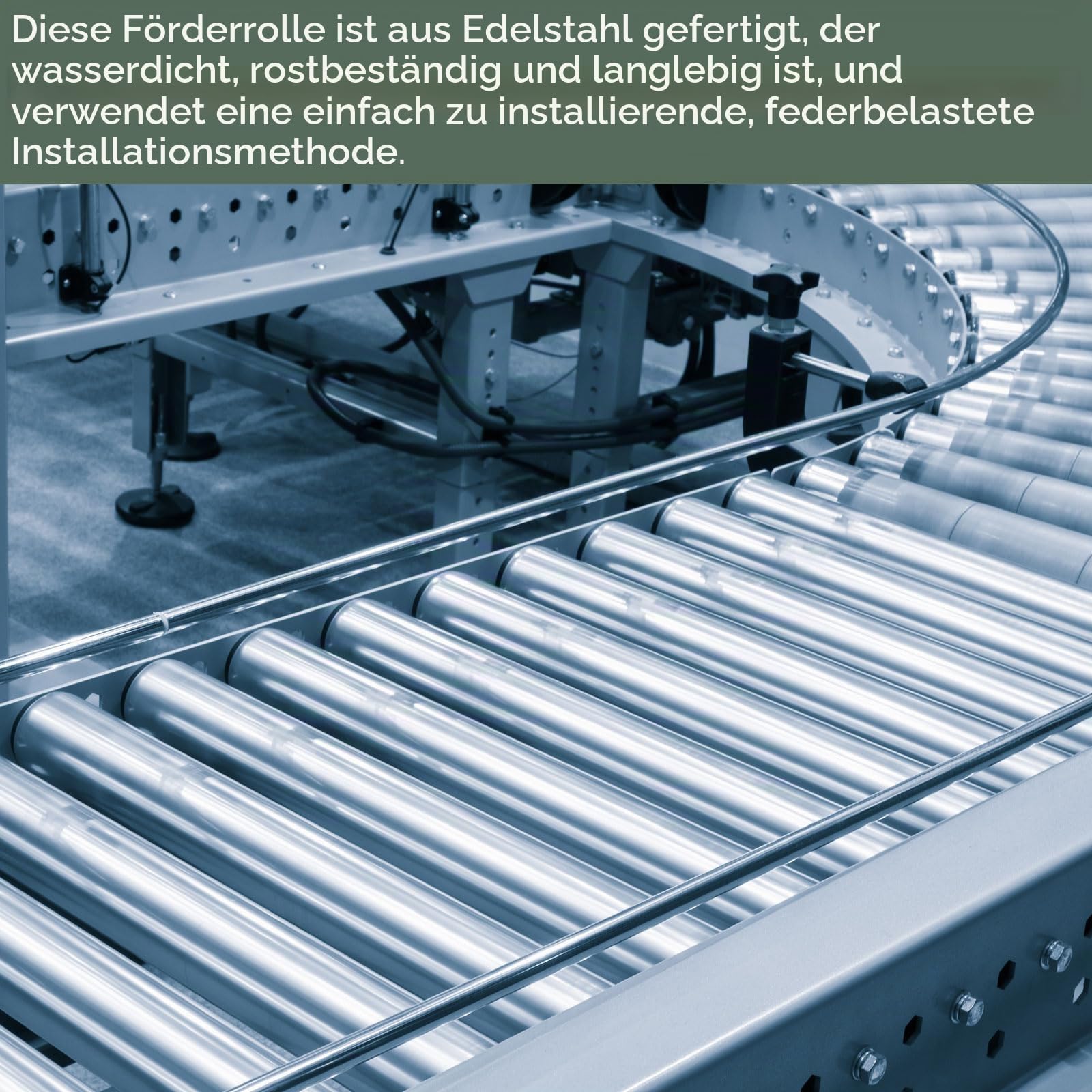 YOKIVE 2 Stück Förderrolle aus Edelstahl | Glatte Bewegung, Ideal für Fabriken, Lagerhäuser (Silber, 1 Zoll Durchmesser, 16 Zoll Länge)