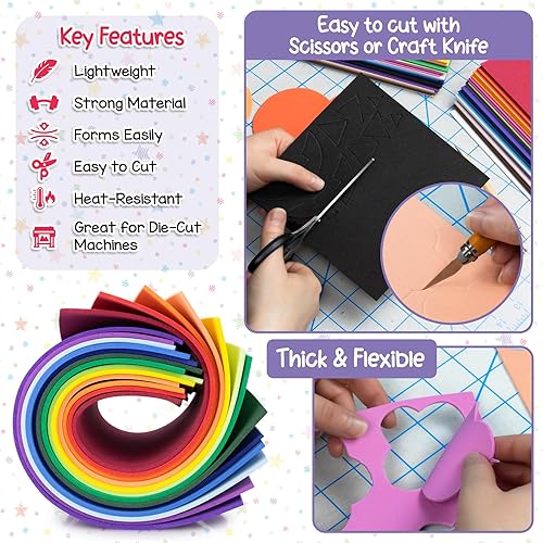 Miniatura 5 de Hygloss - Hojas de espuma colorida para manualidades, 12 x 18 pulgadas, amarillo, 10 unidades