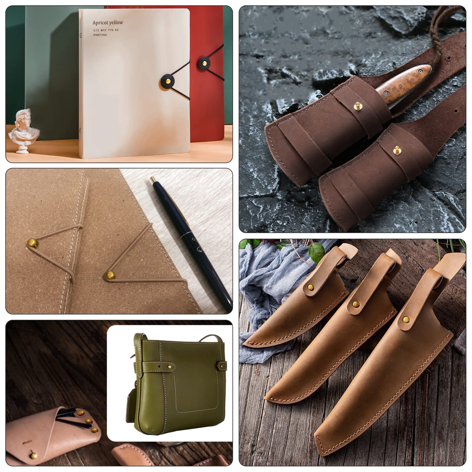 10 Pz Artigianale In Pelle Chicago Vi Solido Testa Rotonda Chiodo Borchie Rivetti Bullone Per Bagagli Vesti Borsa Cinghia Scarpe Cintura Decorazioni - Foto 6