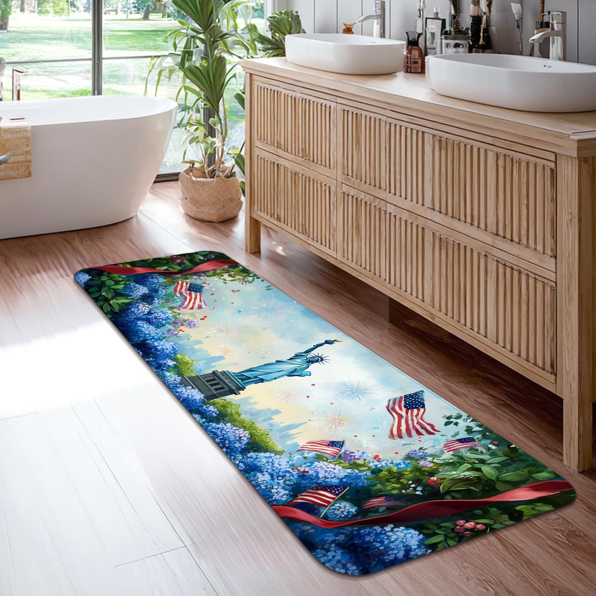Tapis de couloir bleu à poils courts lavable et résistant pour entrée