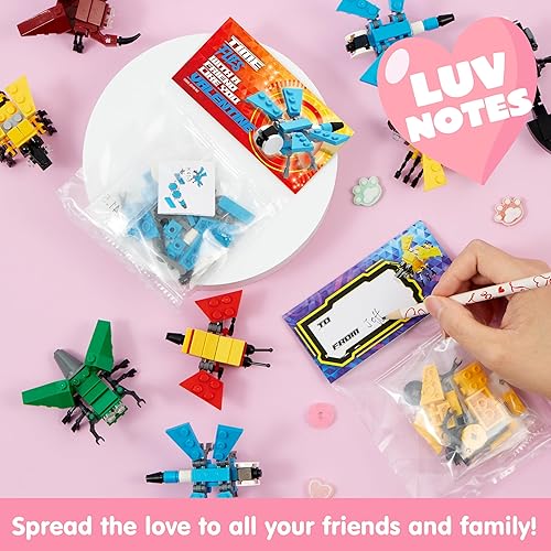 Miniatura 6 de JOYIN Paquete de 24 tarjetas de San Valentín con bloques de construcción de animales para regalos, recuerdos de fiesta, premio de intercambio de