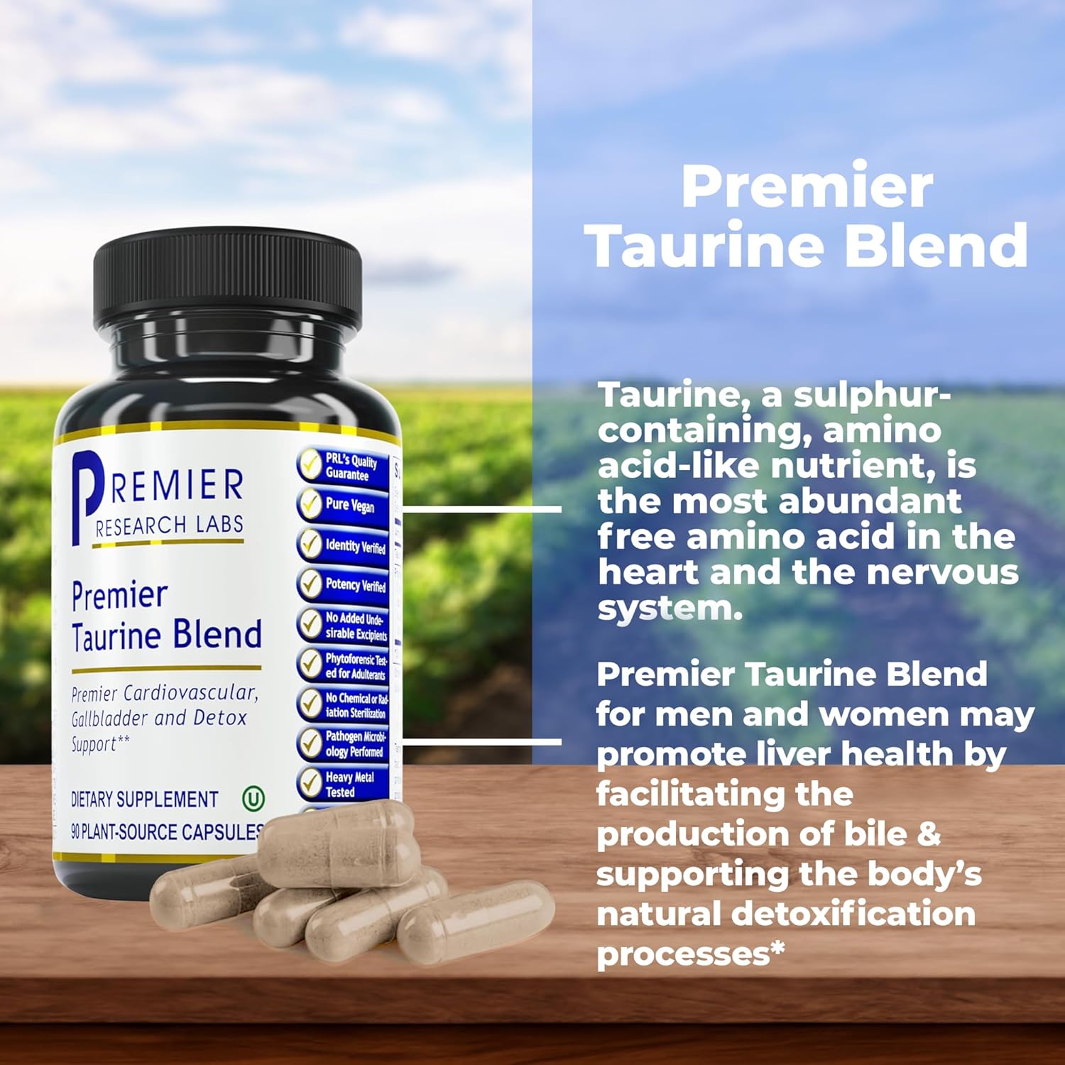 Premier Research Labs Taurine Blend - Taurine Supplement, Taurine Pills, L Taurine Amino Acid Supplement for Liver, Gallbladder, Brain & Heart Health, for Women & Men - 90 Vegetarian Capsules - Image 2