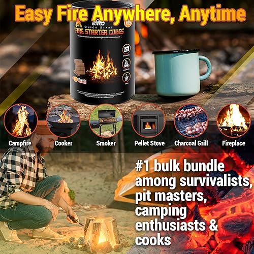 Miniatura 9 de Cubitos de iniciación de fuego, cuadrados de carbón para encender chimenea, estufa de leña, parrilla, fogata, hoguera para ahumar barbacoa,