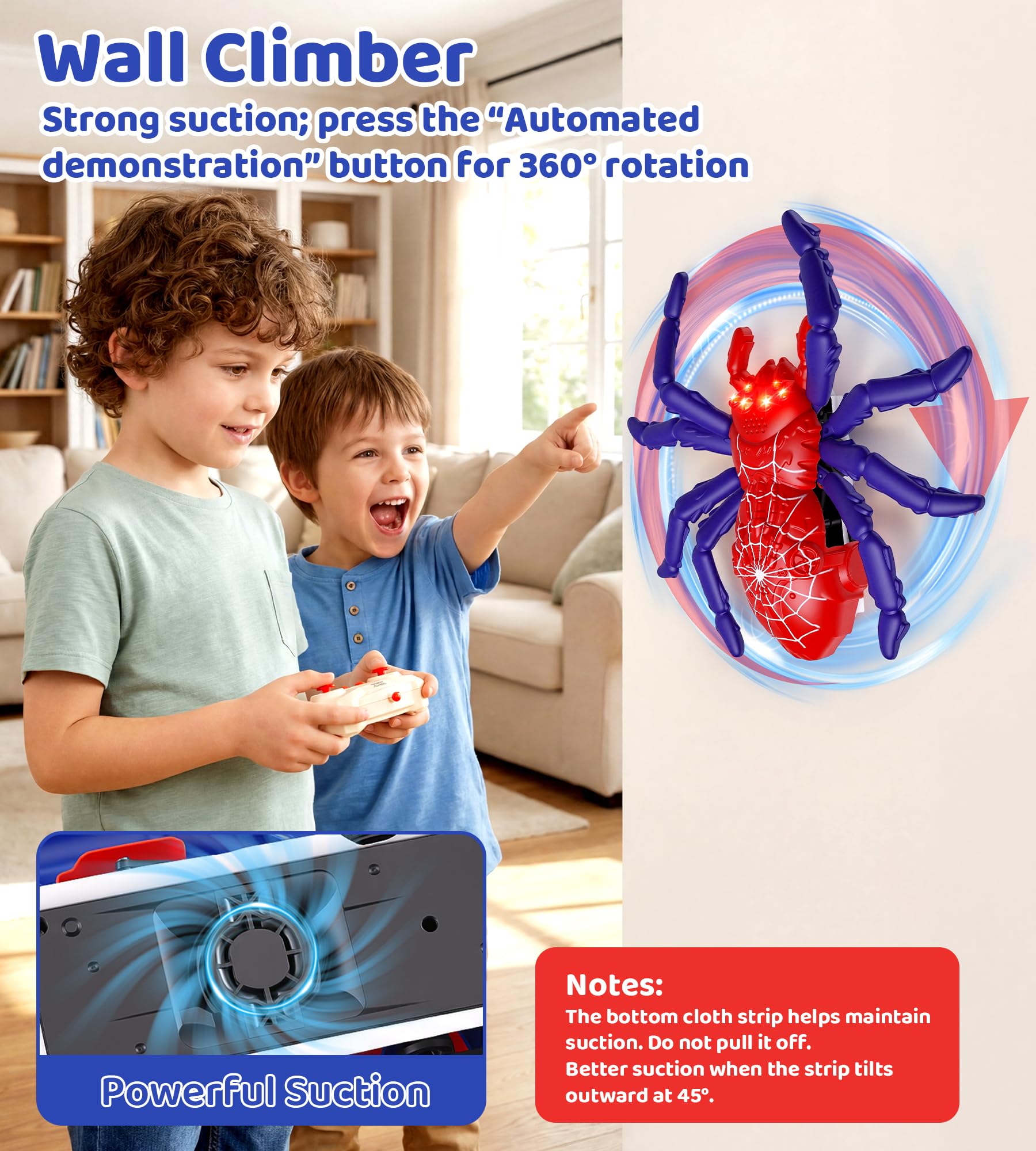 snookids Ragno arrampicata, robot radiocomandato per bambini con rotazione a 360°, occhi LED luminosi, regalo di compleanno per ragazzi e ragazze dai 3, 4, 5, 6, 7 e 8+