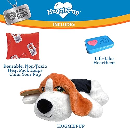 Miniatura 9 de HuggiePup by Pets Compañero cómodo con ayudante para dormir con latidos del corazón para perros y cachorros, calefacción para alivio calmante día