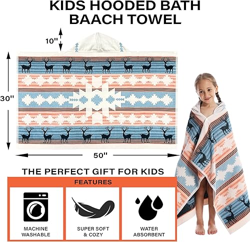 Miniatura 5 de Toallas de baño para niños, toalla para niños con capucha para playa, baño, piscina, toallas de natación de 30 x 50 pulgadas, tamaño grande, ultra