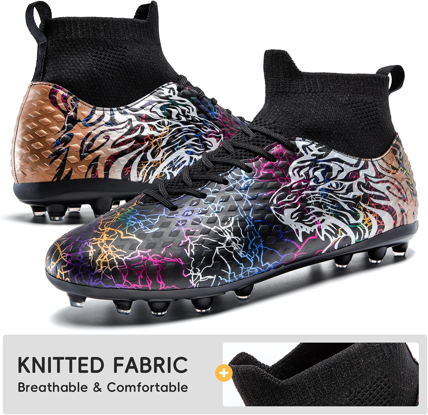 Soccer Cleats Boys Youth Training Football Cleats Athletic Outdoor Girls Soccer Shoes High-top Kids Football Shoes for Little/Big Kid - Image 5