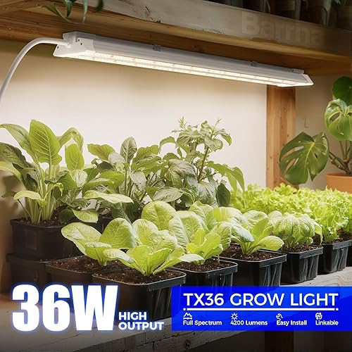 Miniatura 26 de Barrina Luces de cultivo para inicio de semillas, alto PPFD, espectro completo, enlazables, luces de cultivo colgantes para plantas