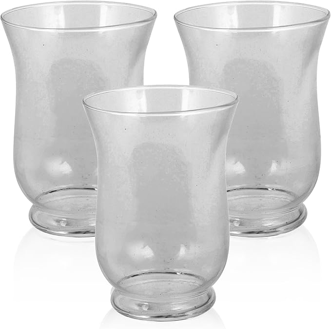 URBNLIVING 3 x 15cm Hurricane Glasses Set Candle Tea Light Holder Storm