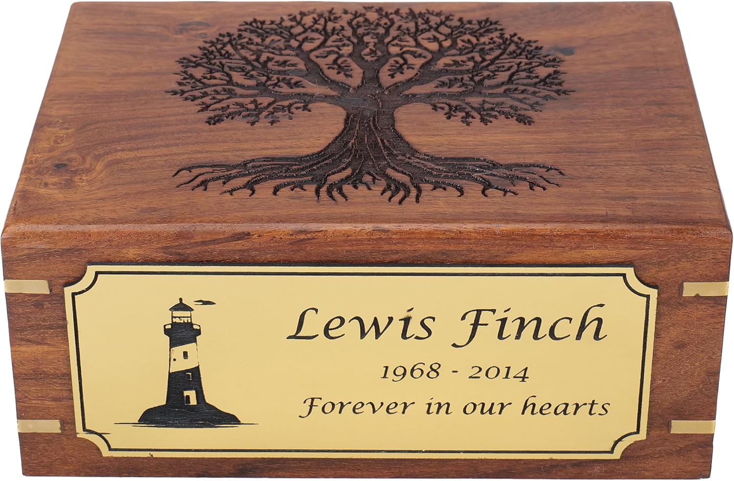 Personalized Cremation Urn for Human & Pet Ashes, Tree of Life Wooden Memorial Urns Box for Adults, Male/Female, Funeral Burial Urn, Custom Sizes S - XL (40–250 lbs Capacity) - Handmade Wood Urns