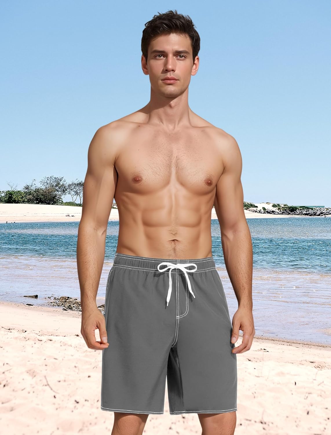 YnimioAOX Men’s Swim Trunks with Compression Liner 9 Inch Bathing Suits 2 in 1 Quick Dry Board Shorts with Pockets