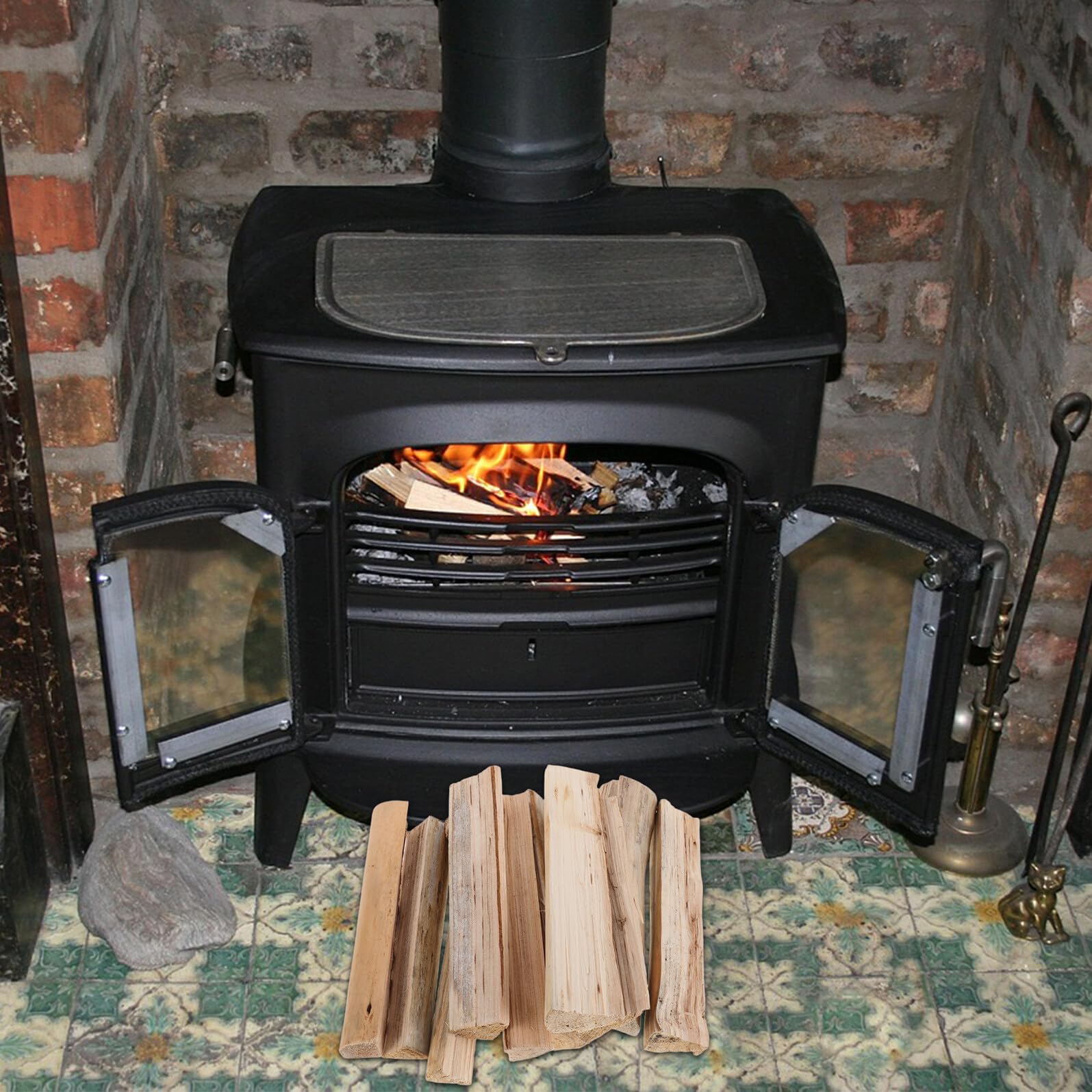 DOITOOL Legna da Ardere per Braciere e Caminetto, Ceppi di Legno Naturale Essiccati in Forno, per Barbecue All’aperto, Forni Pizza e Campeggio, Confezione da 10 Pezzi da 22 Cm