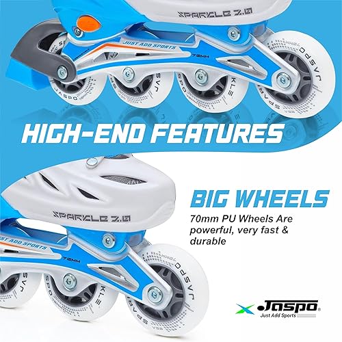 Miniatura 7 de Jaspo Sparkle 2.0 - Patines en líneacuádruples convertibles y ajustables, diseño 2 en 1, chasis de aluminio, ruedas de poliuretano 85A de 2.756 in,