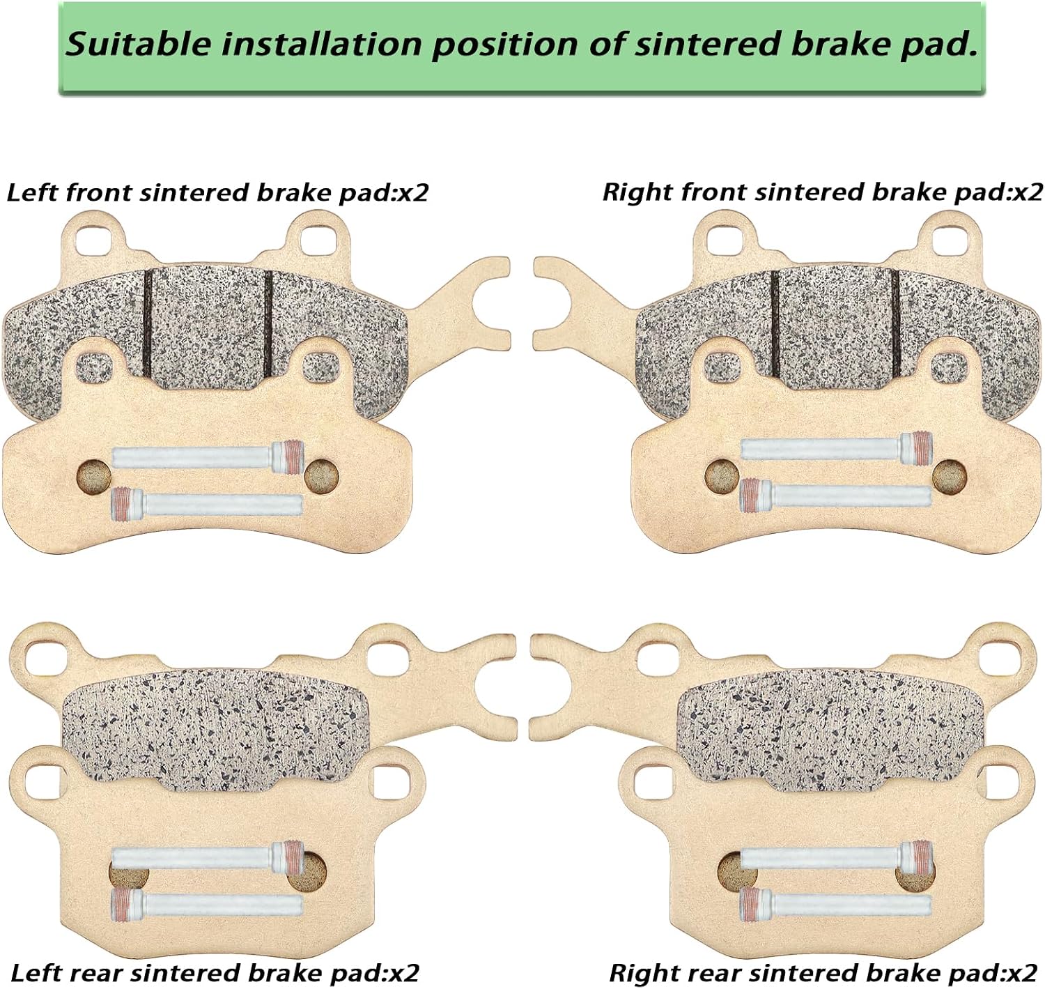 Brake Pads for Can-Am Defender HD10 HD9 HD8 HD7 2016 2017 2018 2019 2020 2021 2022 2023 2024, Sintered Front and Rear
