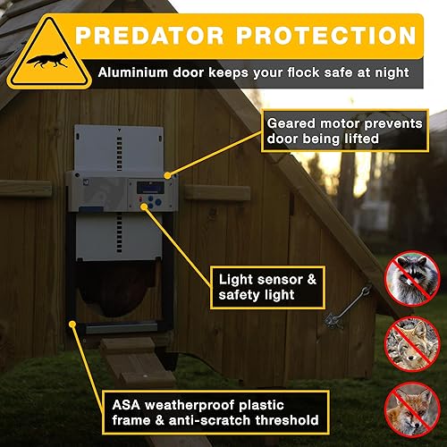 Miniatura 3 de ChickenGuard Abridor de puerta automático todo en uno para gallinero 2023, protección para gallinerosaccesorio para correr, temporizadorsensor de