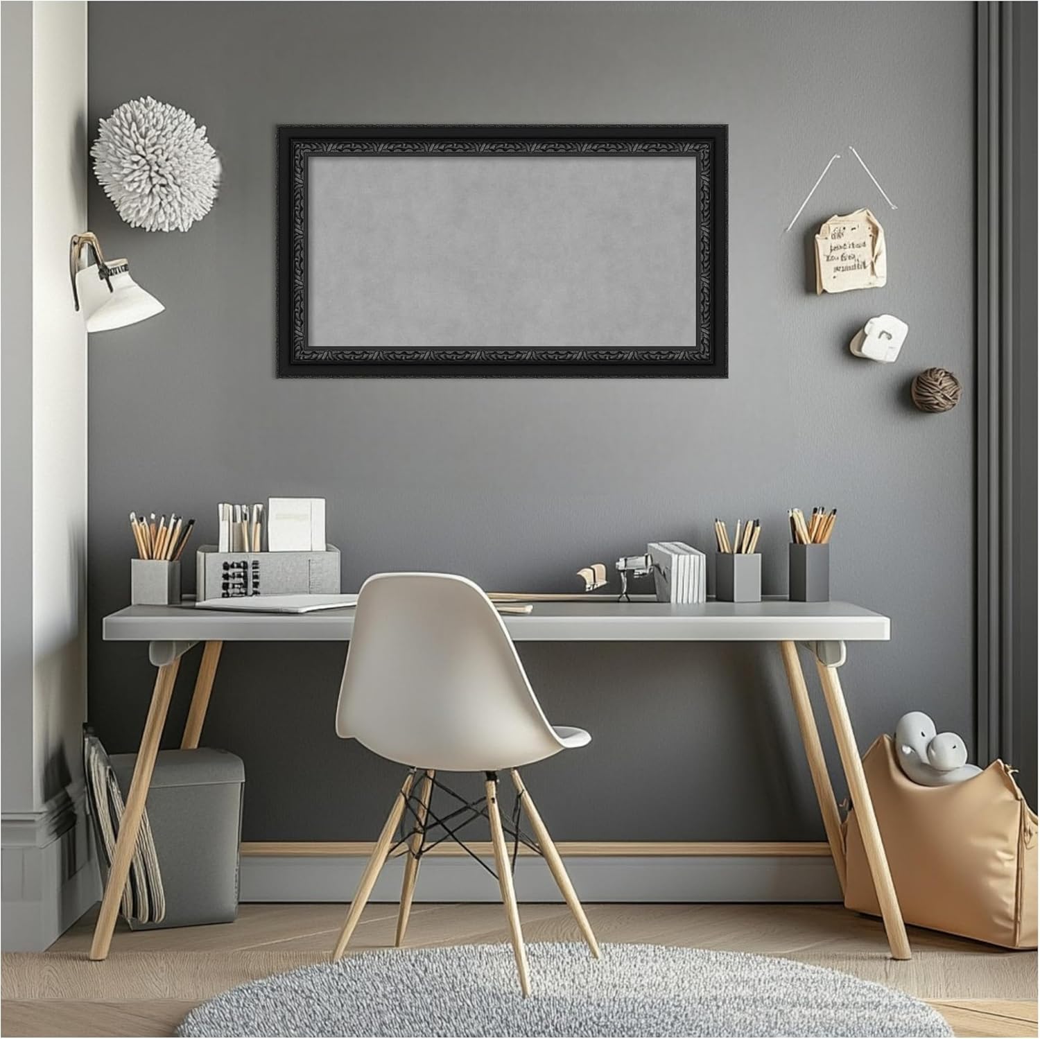 Amanti Art Black Framed Magnetic Board 16x28 Small Vision Board for use with Magnets, 100% Metal Sheet to Display Items as Office Decor or for Home Organization in mudroom, Kitchen or Kids Room