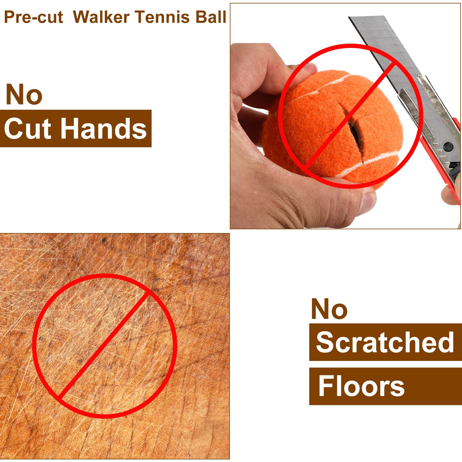QUARKZMAN Bolas De Tenis Precortadas para Andadores, 24Pcs - Bolas De Tenis para Sillas, Cubiertas para Patas De Mesas De Tenis, Bolas Deslizantes De Fieltro para Patas Protección（Naranja