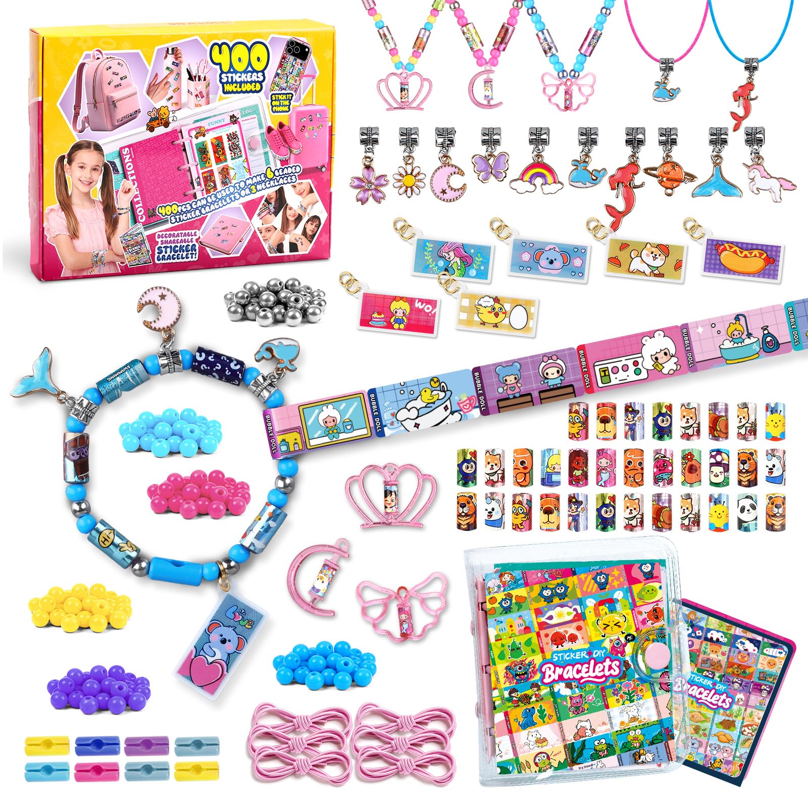 Sticker Bracelet Kit, DIY Jewelry Craft Set，Make Bracelets &amp; Necklaces