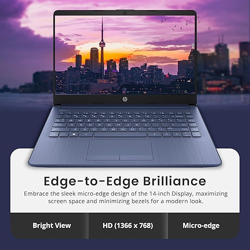 Vista 25 de HP Stream portátil de 14 pulgadas, Intel Celeron N4000, 4 GB de RAM, eMMC de 32 GB, Windows 10 Home en modo S, con Office 365 Personal durante 1 año