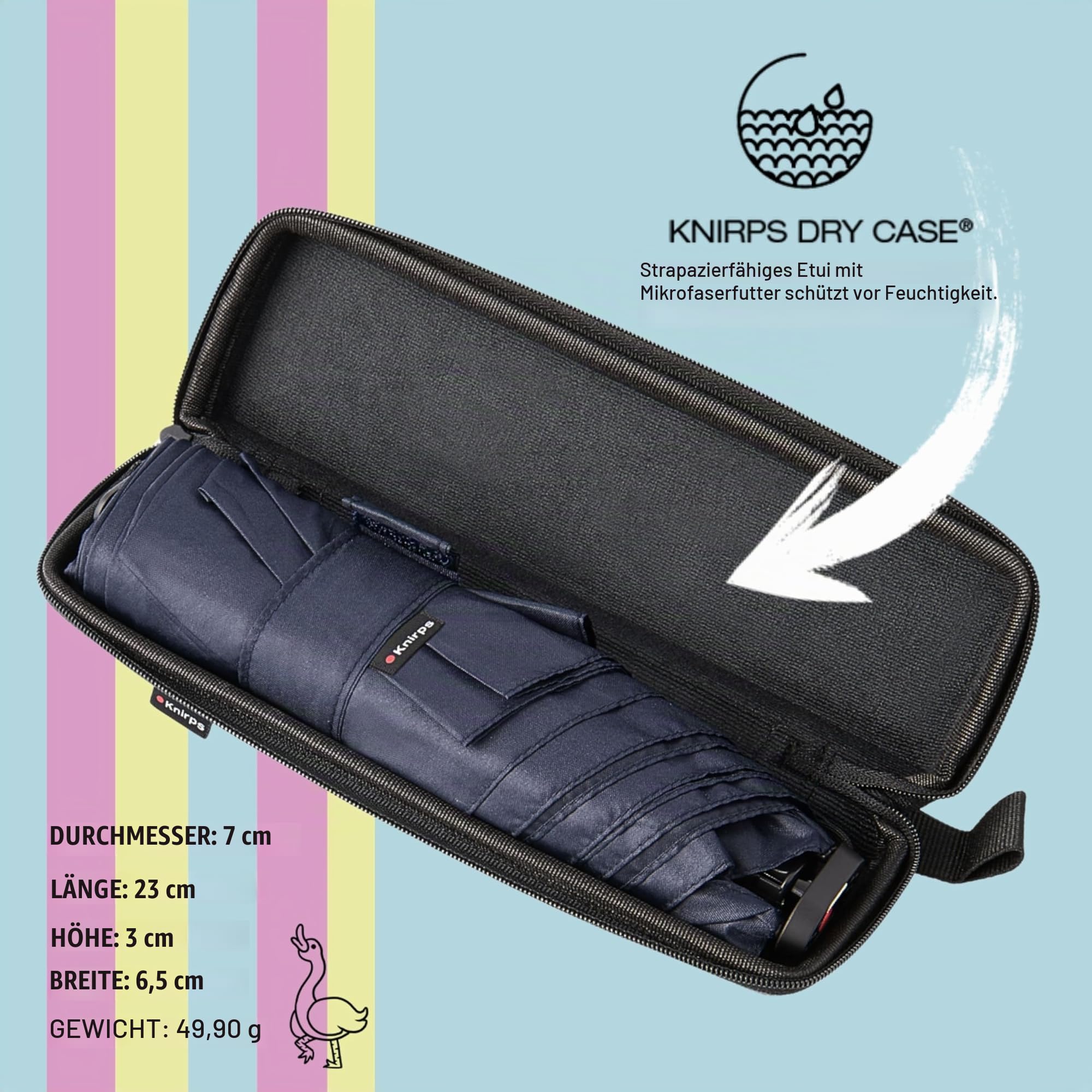 Knirps X4U My Clever Companion Regenschirm 90 cm Durchmesser, winddicht, Hand-öffnet und schließen, kompaktes Design für Reisen und Wetterschutz, mit Funktion